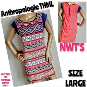 Anthopologie THML Dress Bright Aztec Size L NWT